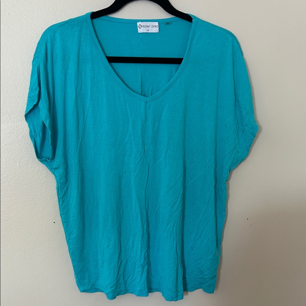 Point Zero Teal Short Sleeve V-Neck Tee